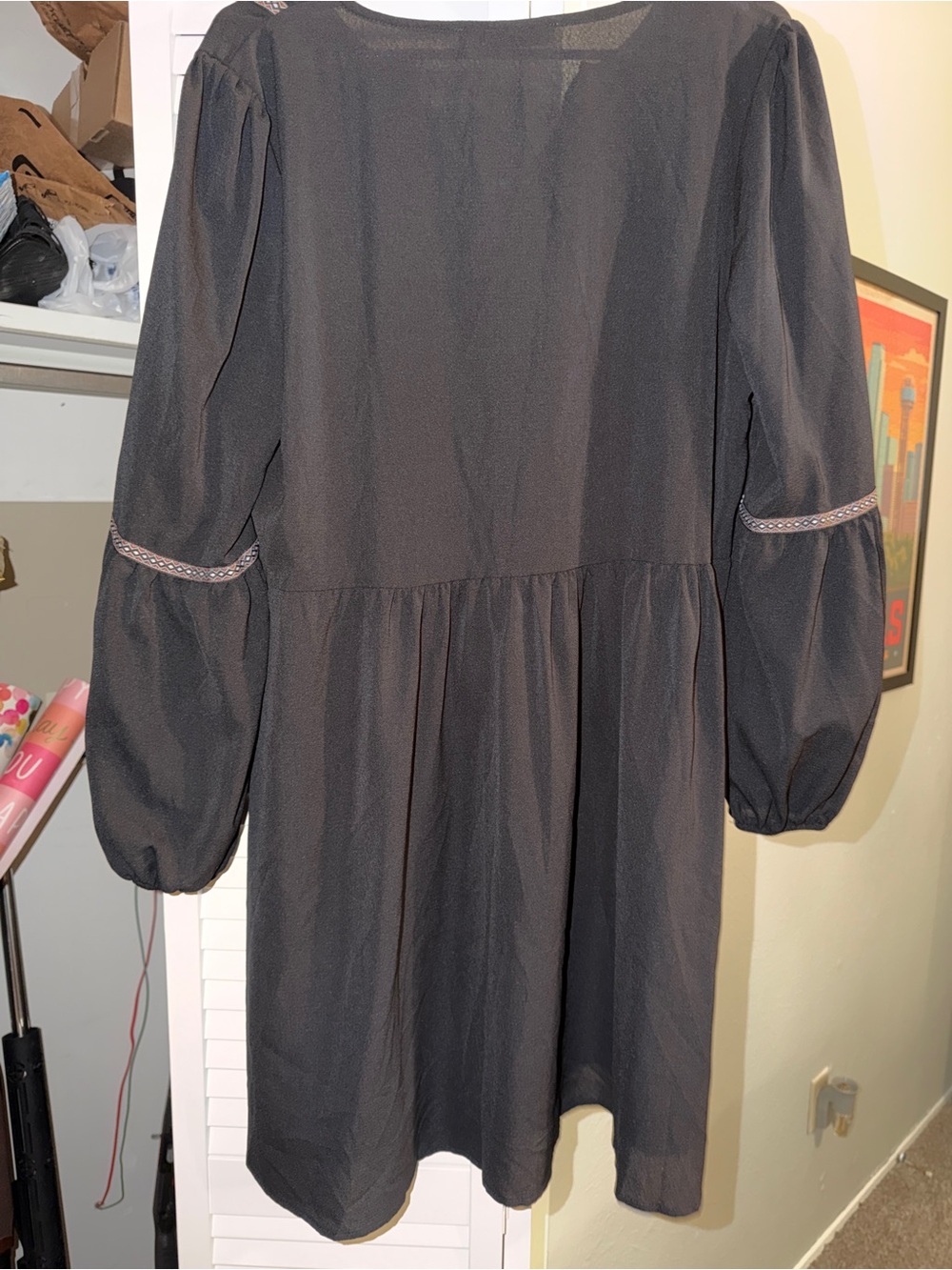 Black Embroidered Boho Dress - Picture 4 of 4